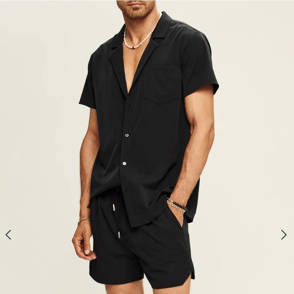SER.O.YA Men’s  Malibu Button Down Shirt Black Vacation Sz XS